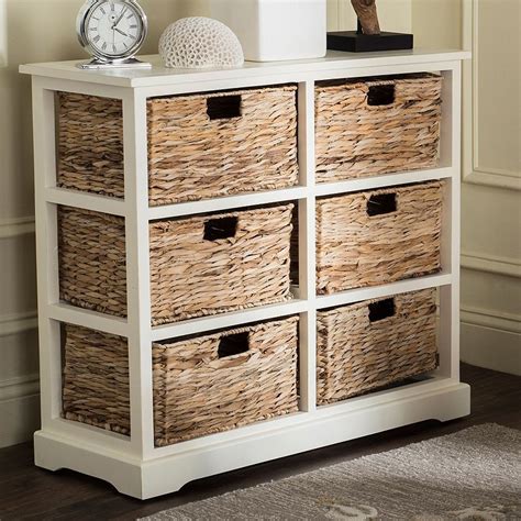 Safavieh Keenan Wicker Basket Storage Cabinet, White | Wicker baskets ...