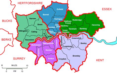 West London City Region Map | Map of London Political Regional