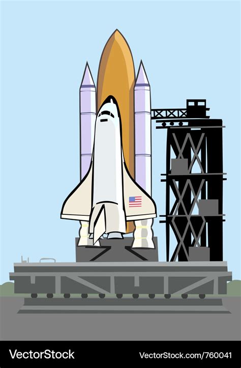 Space shuttle at launch pad Royalty Free Vector Image