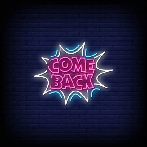 Be Right Back Neon Signs Style Text Vector Stock Vector - Illustration ...