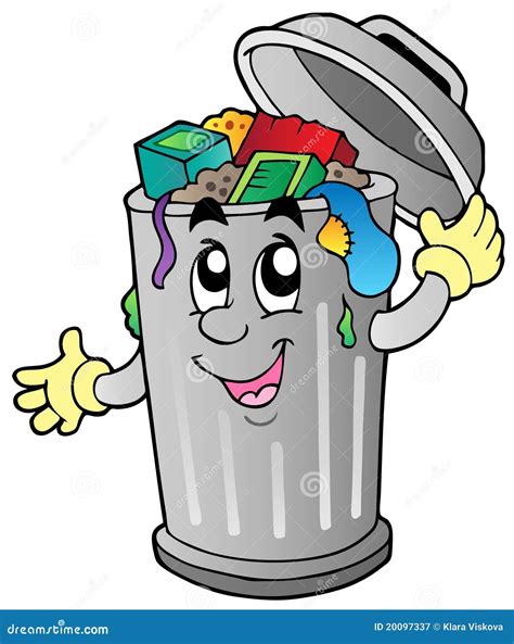 Cartoon trash can stock vector. Illustration of disposal - 20097337