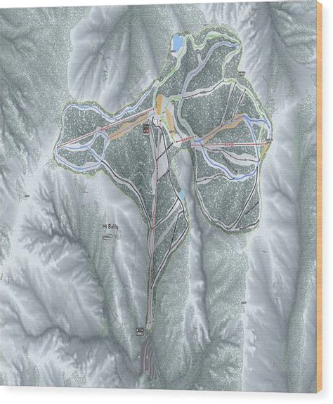 Mt Baldy Ski Trail Map - Wood Print | Powderaddicts