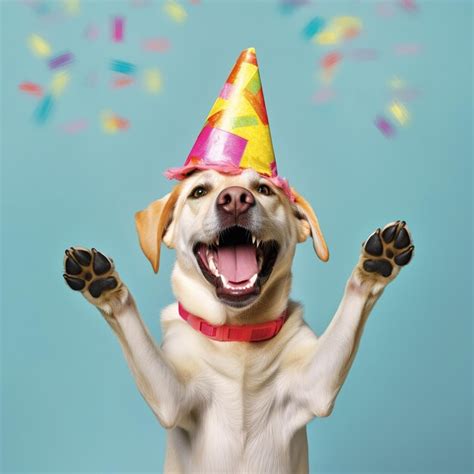 Premium AI Image | Joyful dog wearing a bright birthday hat