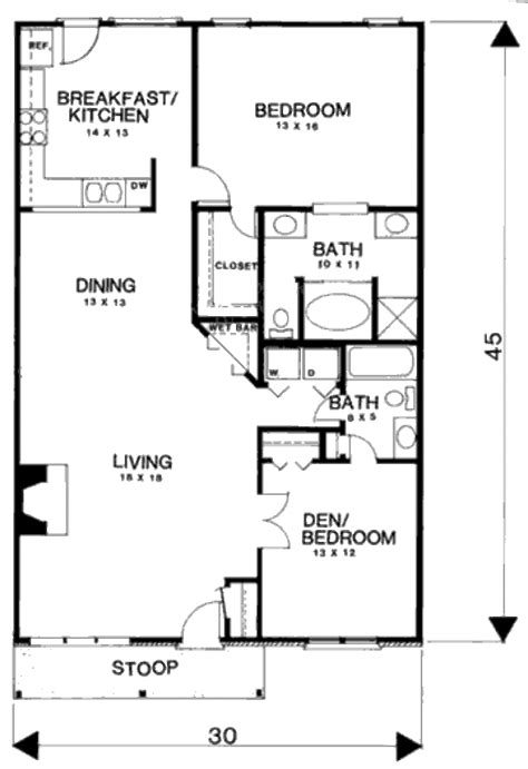 Country Style House Plan - 2 Beds 2 Baths 1350 Sq/Ft Plan #30-194, 2024