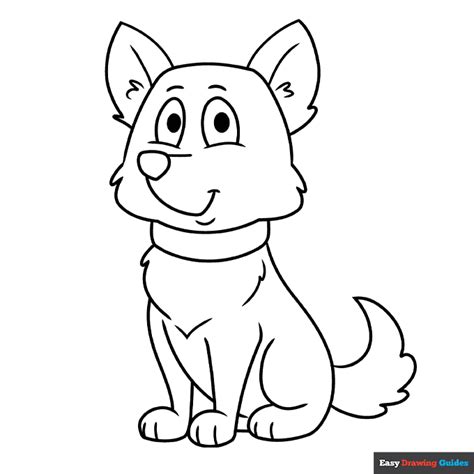 Sitting Cartoon Dog Coloring Page | Easy Drawing Guides