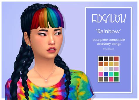 Rainbow Accessory Bangs | alexaarr | Sims, Sims hair, Sims 4