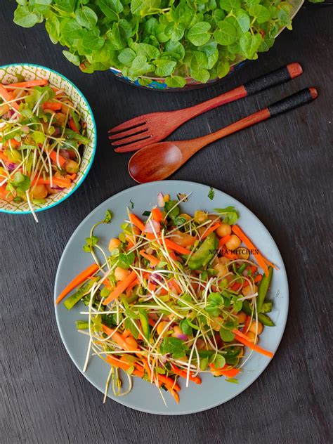 Asian Microgreens Vegetable Salad Recipe - Nitha Kitchen