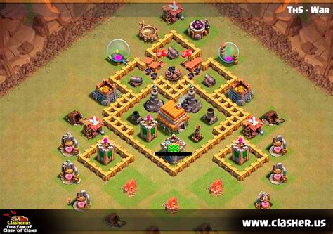 Town Hall 5 - HYBRID Base Map #6 - Clash of Clans | Clasher.us