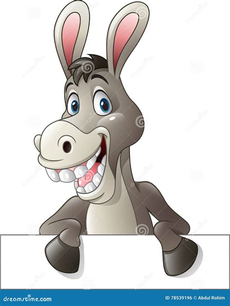 Cartoon Funny Donkey Holding Blank Sign Vector Illustration ...