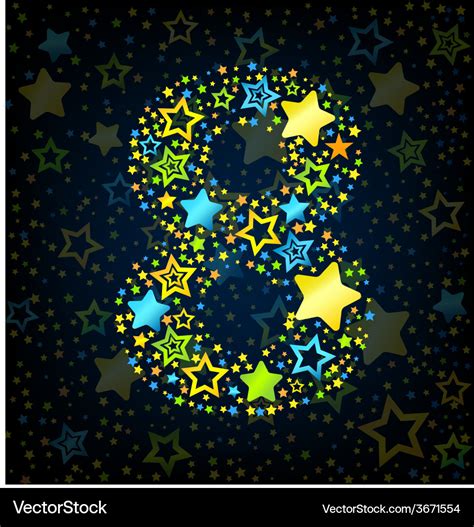 Number 8 cartoon star colored Royalty Free Vector Image