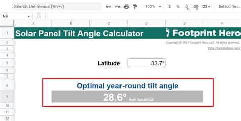 Solar Panel Tilt Angle Calculator - Footprint Hero