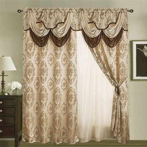 Rod Pocket Jacquard Window 84 Inch Length Curtain Drape Panels w ...