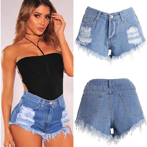 Fashion Casual Womens Ladies Summer Skinny Ripped Destroyed Shorts Slim ...