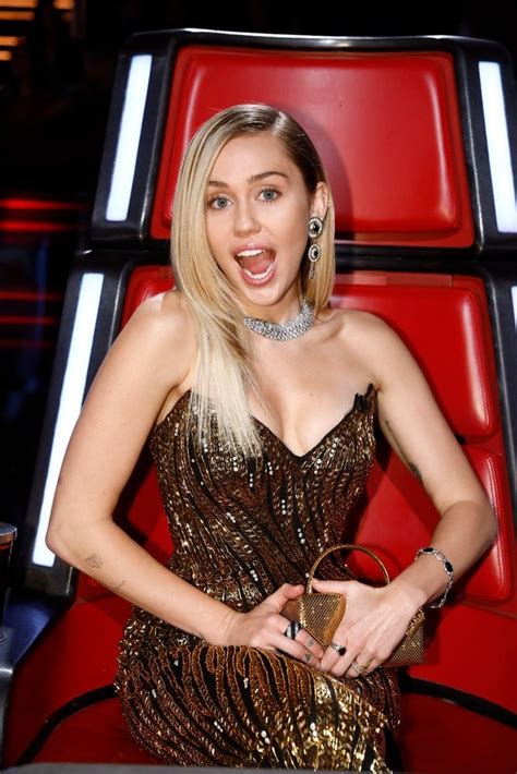 Miley Cyrus Gold Sequin Dress on The Voice | POPSUGAR Fashion