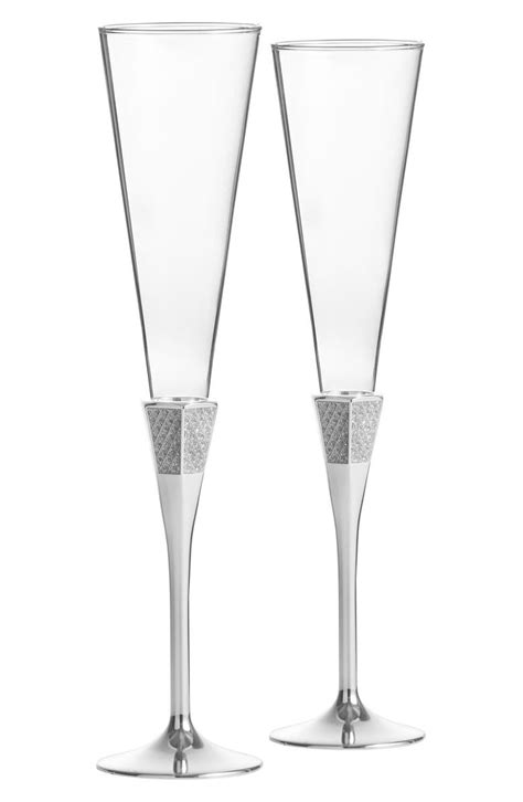 Waterford 'Lismore Diamond Silver' Lead Crystal Champagne Flutes (Set ...