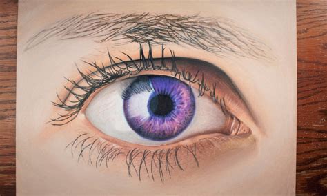 Drawing a realistic human eye with colored pencils. | Coloration