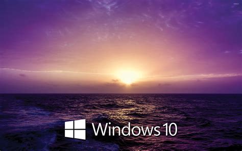 Windows 10 text logo on the purple sunset wallpaper - Computer ...