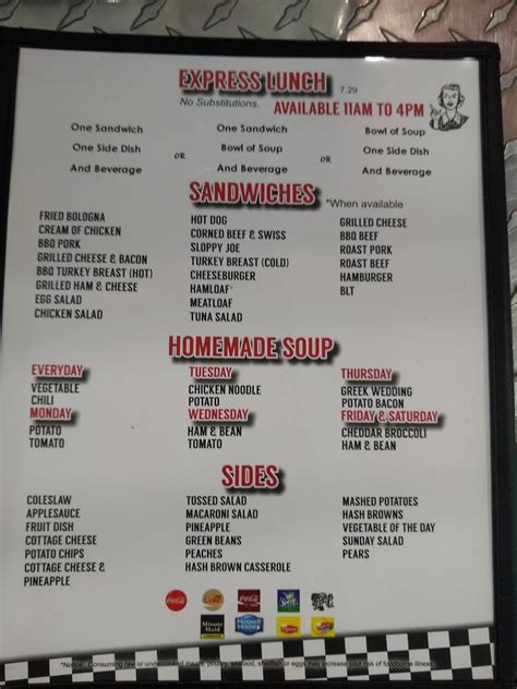 Menu at Southside Diner restaurant, Mount Vernon