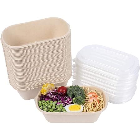 Amazon.com: [50 Pack] 32oz Eco-Friendly Disposable Bowls with Lids ...