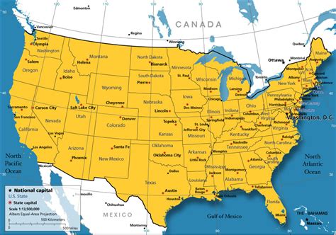 Political Map of the continental US States - Nations Online Project