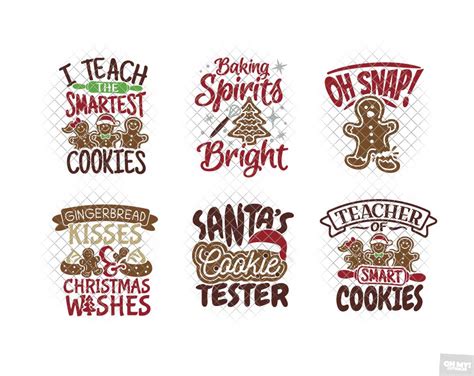 Gingerbread SVG Bundle Christmas Ornament Quotes with PNG, DXF, EPS ...