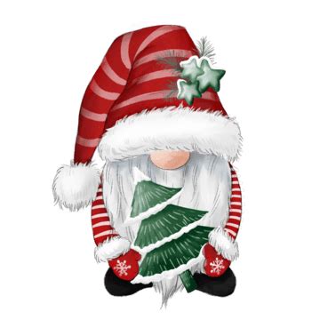 Christmas Gnome Holding Wooden Sign Cute Red Illustration, Christmas ...