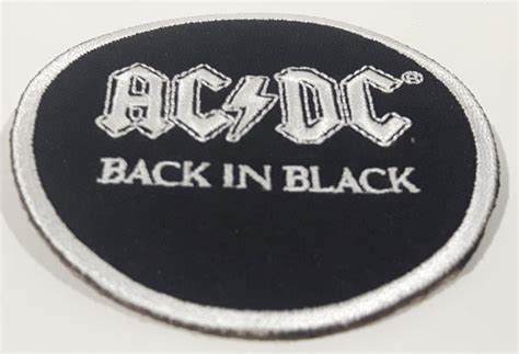 AC/DC Back In Black 3" Embroidered Fabric Iron On Patch Badge ...