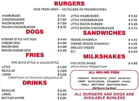 Five Guys Menu, Menu for Five Guys, Renton, Renton - Urbanspoon/Zomato