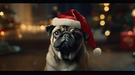 Premium AI Image | Cute dog wearing a santa hat