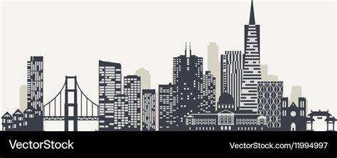 San francisco skyline silhouette Royalty Free Vector Image