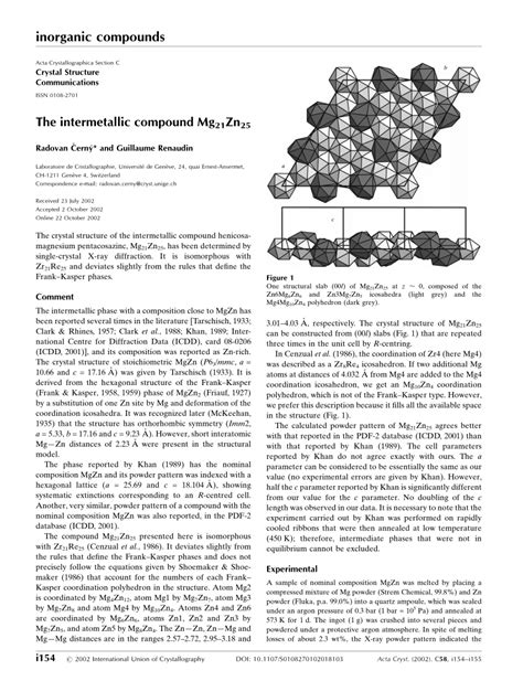 (PDF) The Intermetallic Compound Mg21Zn25.