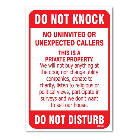 Buy No Soliciting Sign - Do Not Knock - Do Not Disturb Sign - 10" high ...