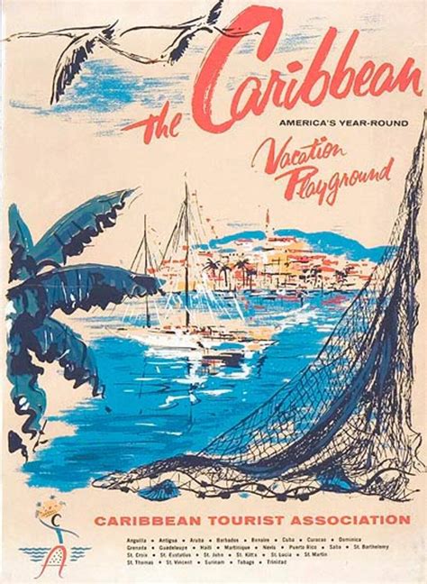 Caribbean Vacation Playground Original Travel and Tourism Poster ...