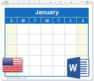 2021 Calendar with US Holidays - MS Word Download