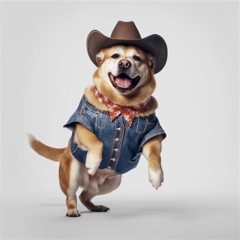 Premium AI Image | A dog wearing a cowboy hat and a jacket