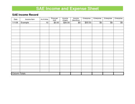 Income And Expense Worksheet Excel