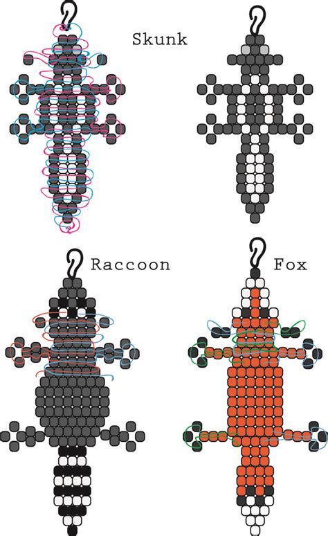 Image only: Skunk, Raccoon and Fox bead buddies, based off of other ...