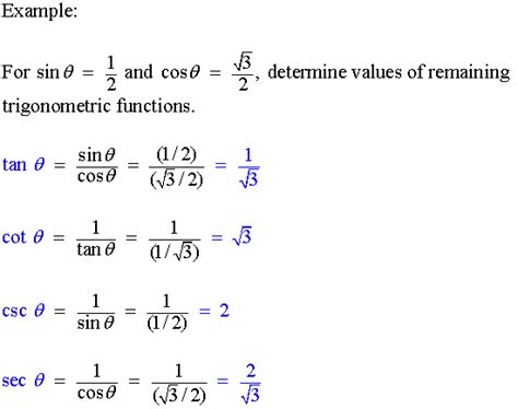 Trig Reciprocal Identities