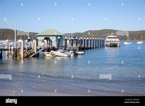 Palm Beach ferry wharf with cruising ferry at the wharf,Pittwater ...