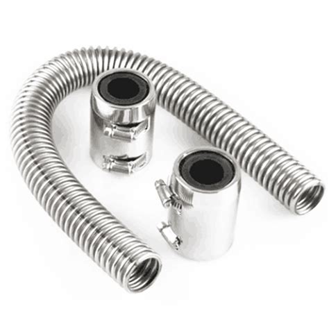 24" Polished Stainless Steel Flexible Radiator Hose Kit W/Upper Lower ...