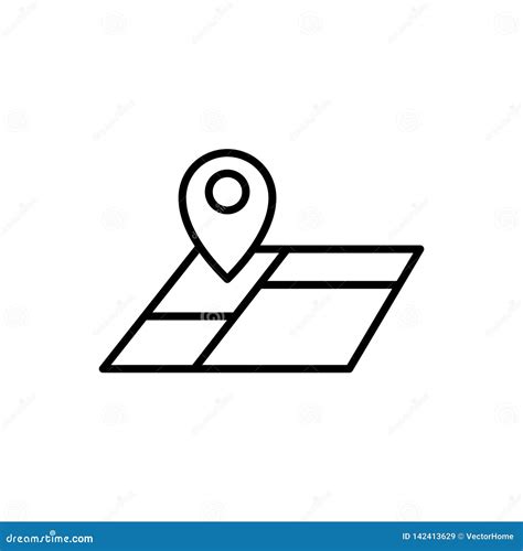 Land On Map Icon On A White Background. Cartoon Vector | CartoonDealer ...