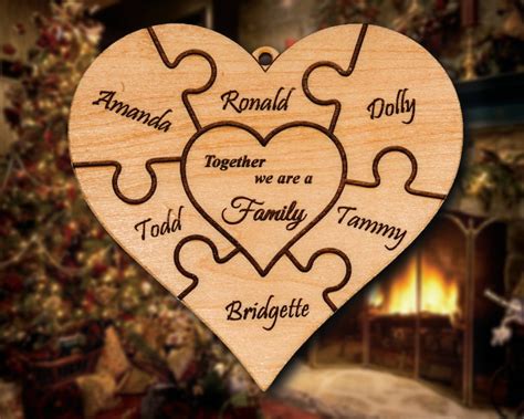 Personalized Wooden Heart Puzzle Design Christmas Ornament - Etsy