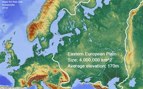 Eastern European Plain Relief | Eastern european, European map, European