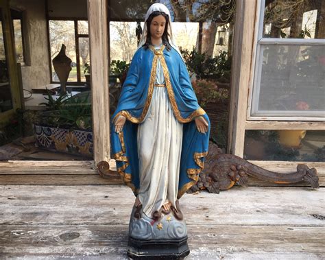 Large Chalkware Statue of Virgin Mary Our Lady of Grace, Catholic Saint ...