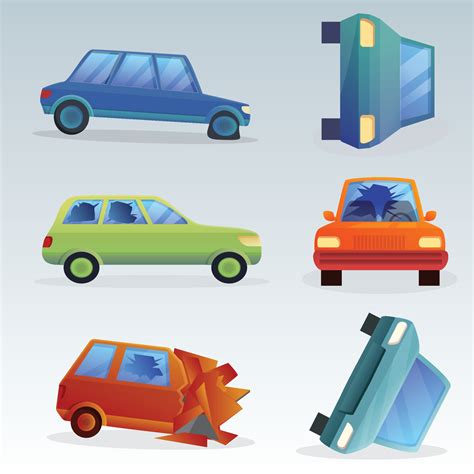 design with wrecked cars isolated Free Vector for Graphics 3553410 ...