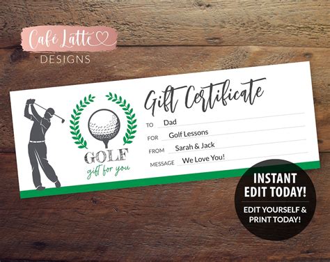 Printable Golf Lesson Certificate