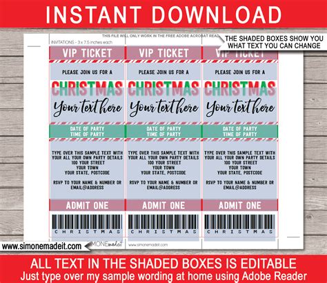 Christmas Party Printable Ticket Template