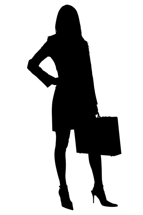 a woman in silhouette holding a briefcase and wearing high heeled shoes ...