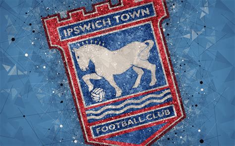 Download wallpapers Ipswich Town FC, 4k, geometric art, logo, blue ...