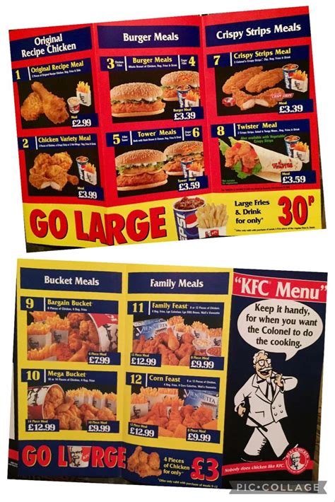 KFC UK menu 1998 | Food, Vintage recipes, Food advertising